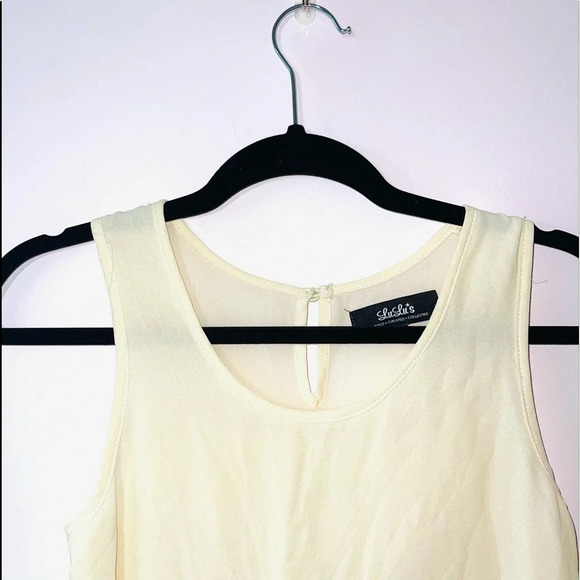 Lulus Cream Pleated Back Lined Semi-sheer Tank Top Medium Women’s - Picture 2 of 11